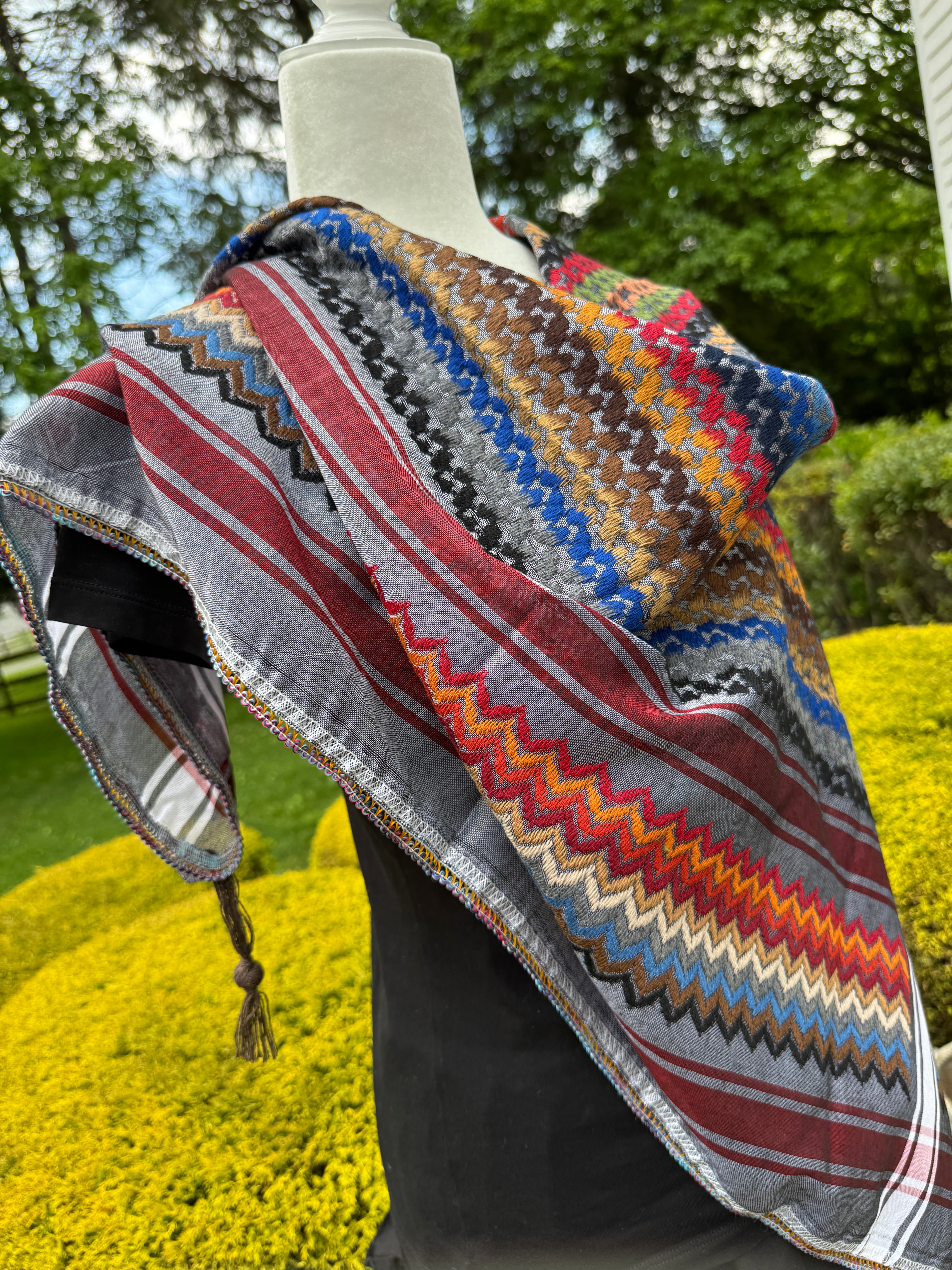 Red, Gray Multi color Keffiyeh, wrap