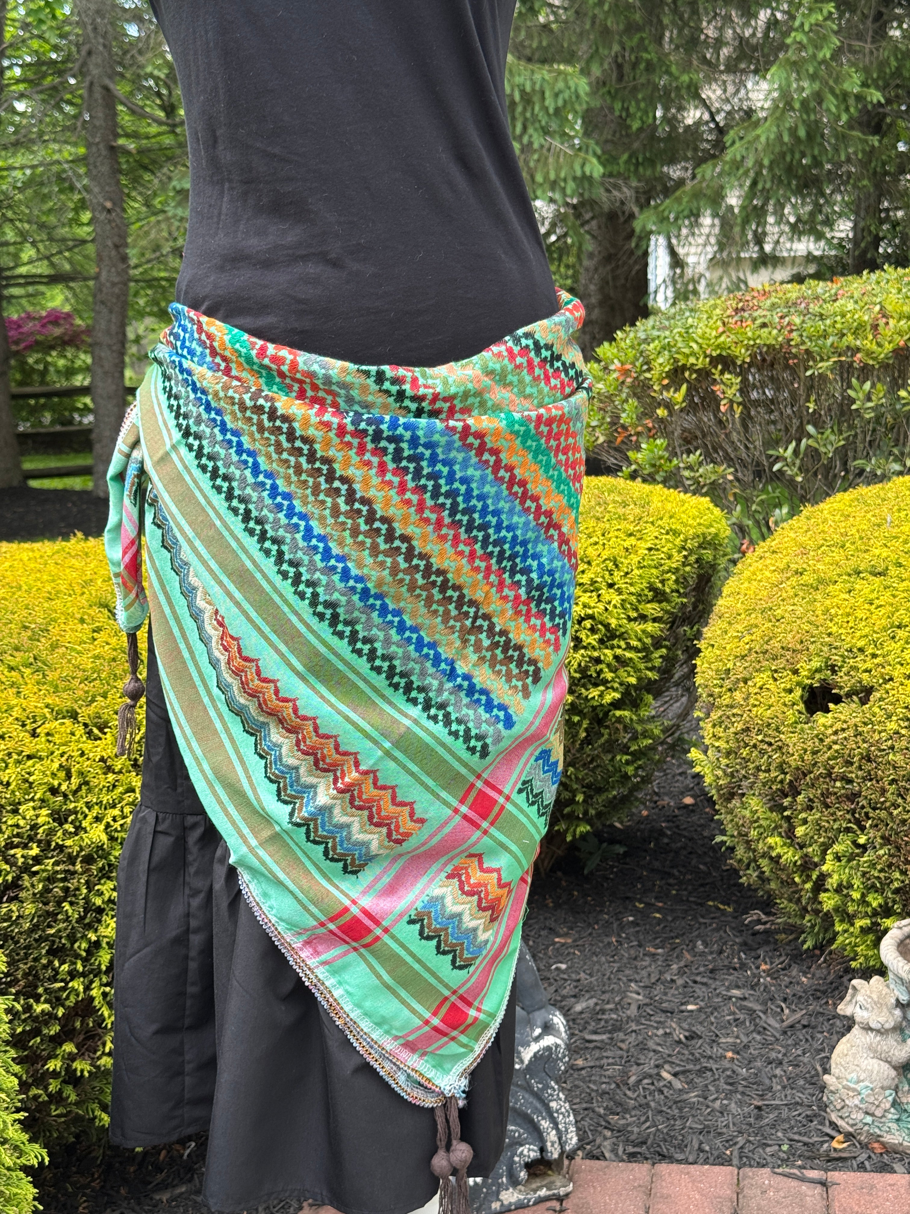 Green Multi color Keffiyeh, wrap