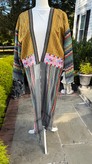 Gray & Gold Multi Color Open keffiyeh Caftan