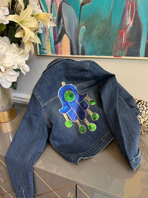 Teens Denim Jacket, sequin Fatima Hand