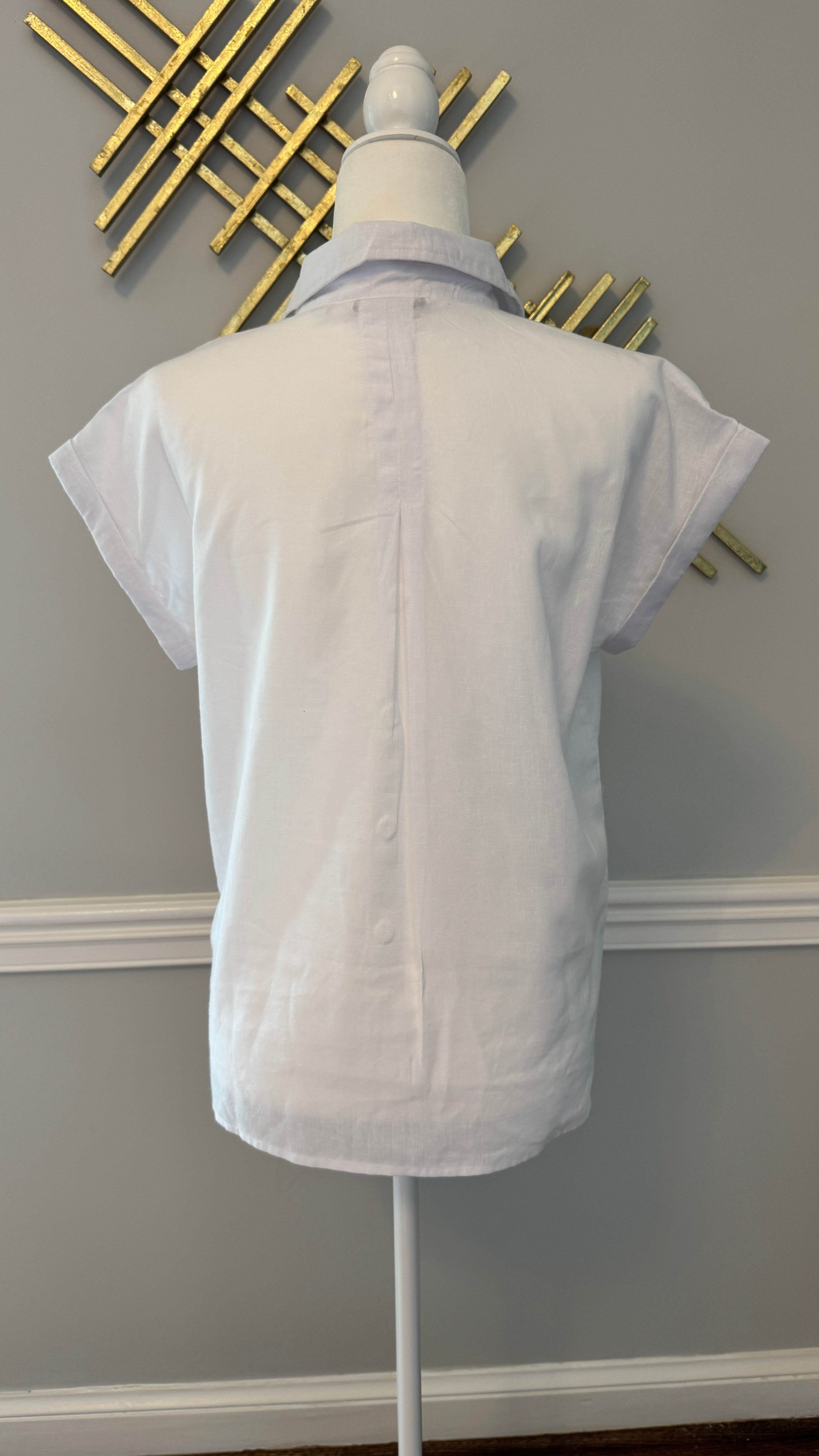 White blouse, top short sleeves evil eye and Fez design