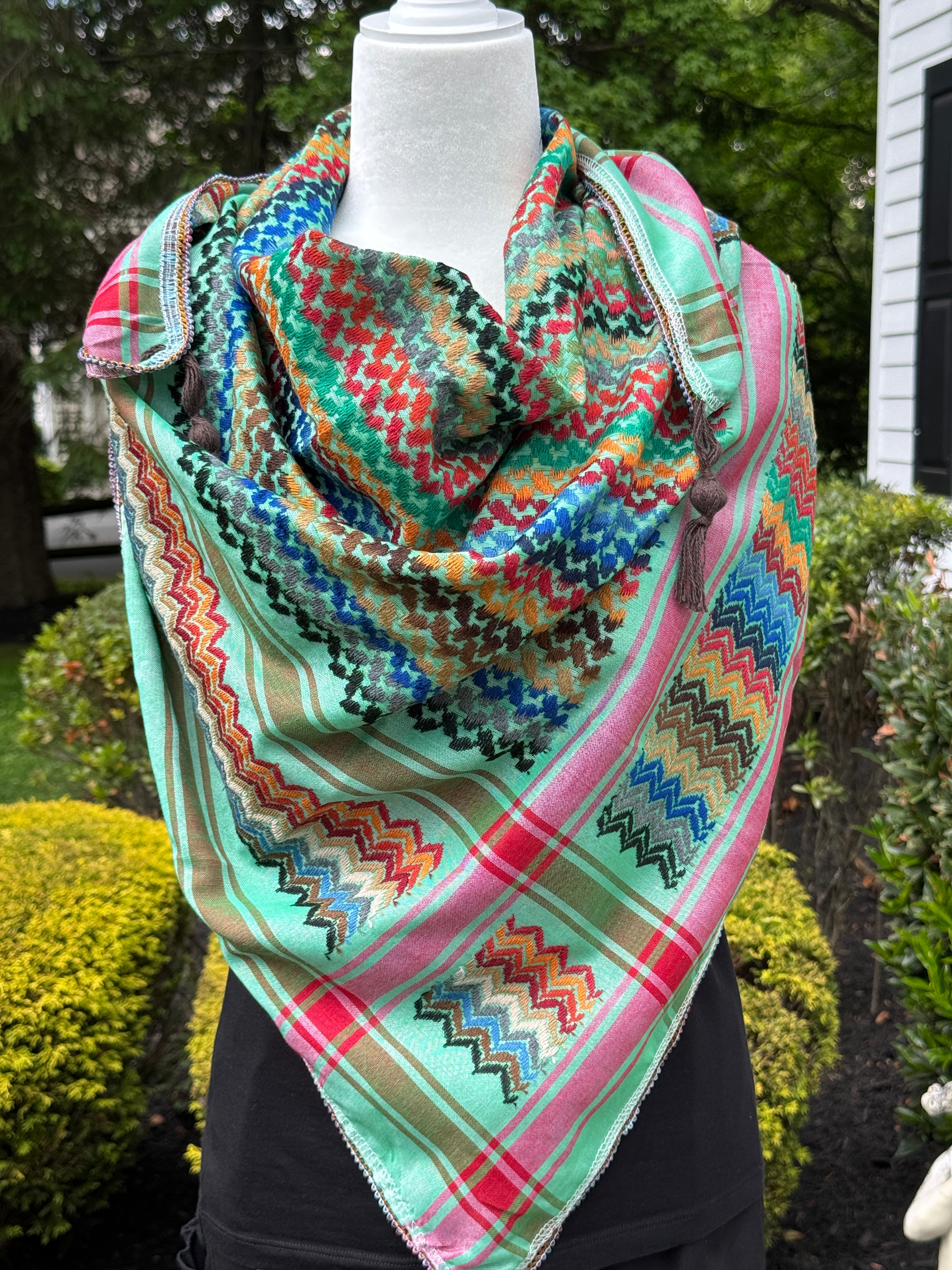Green Multi color Keffiyeh, wrap
