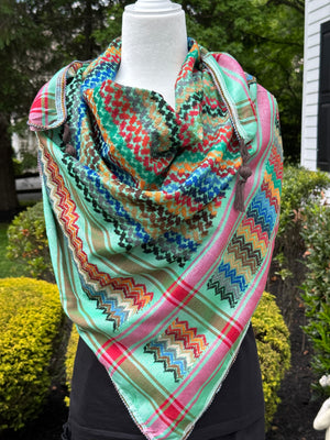 Green Multi color Keffiyeh, wrap