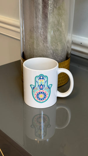 White Mug designed with Fatimah's Hand