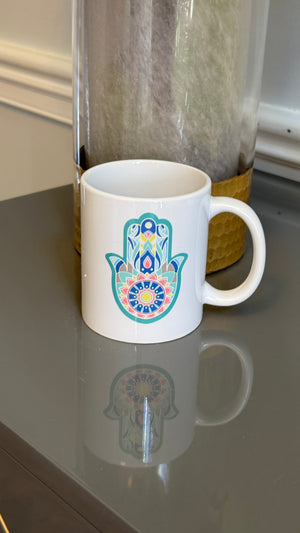 White Mug designed with Fatimah's Hand