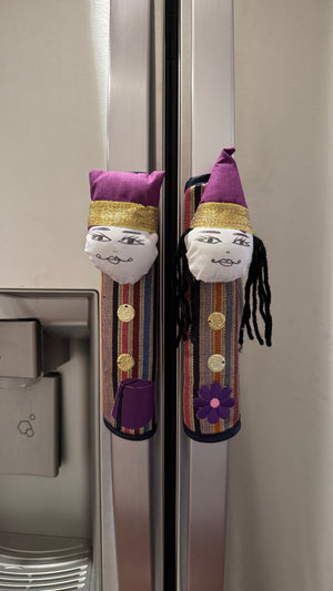 Pair of Fridge handle cover purple Multicolor