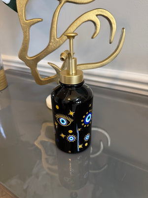 Black & Gold Soap Dispenser designed with evil eye 🧿 motif.