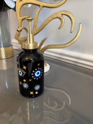 Black & Gold Soap Dispenser designed with evil eye 🧿 motif.