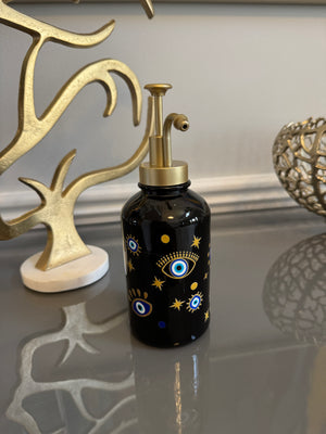 Black & Gold Soap Dispenser designed with evil eye 🧿 motif.