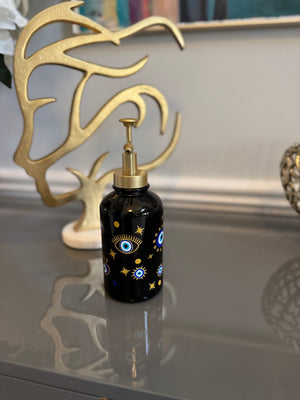 Black & Gold Soap Dispenser designed with evil eye 🧿 motif.