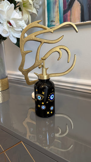 Black & Gold Soap Dispenser designed with evil eye 🧿 motif.