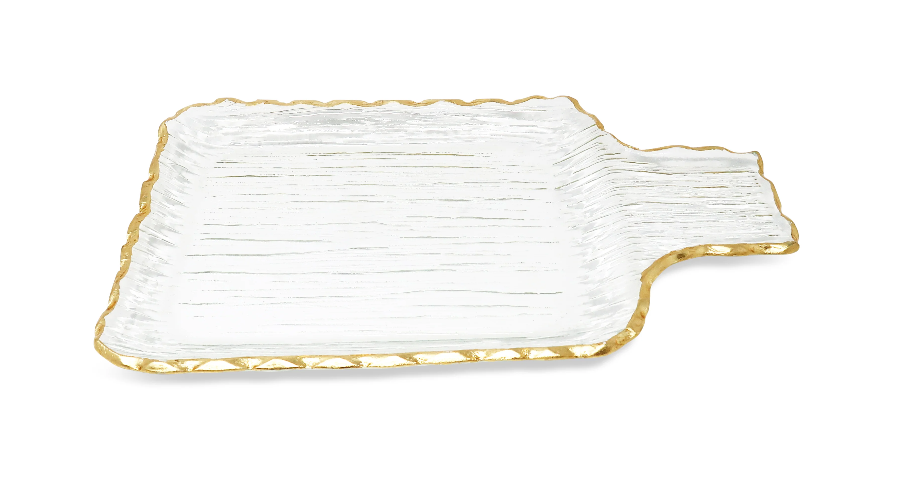Glass Square Tray with Gold Boarder Small Size