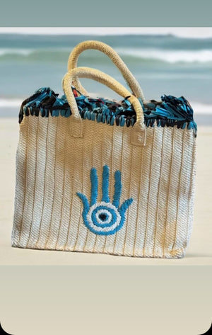 Beach Tote Bag handmade designed with Fatima’s Hand