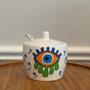 Porcelain Hand-Painted Sugar container, Sugar Pot