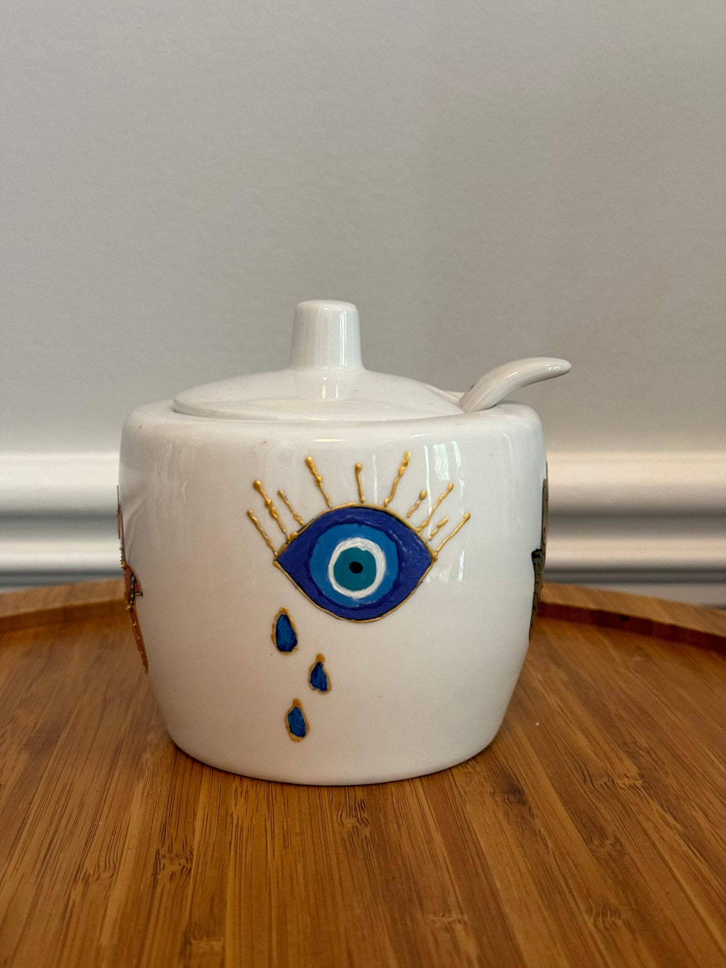 Porcelain Hand-Painted sugar Bowl, sugar container