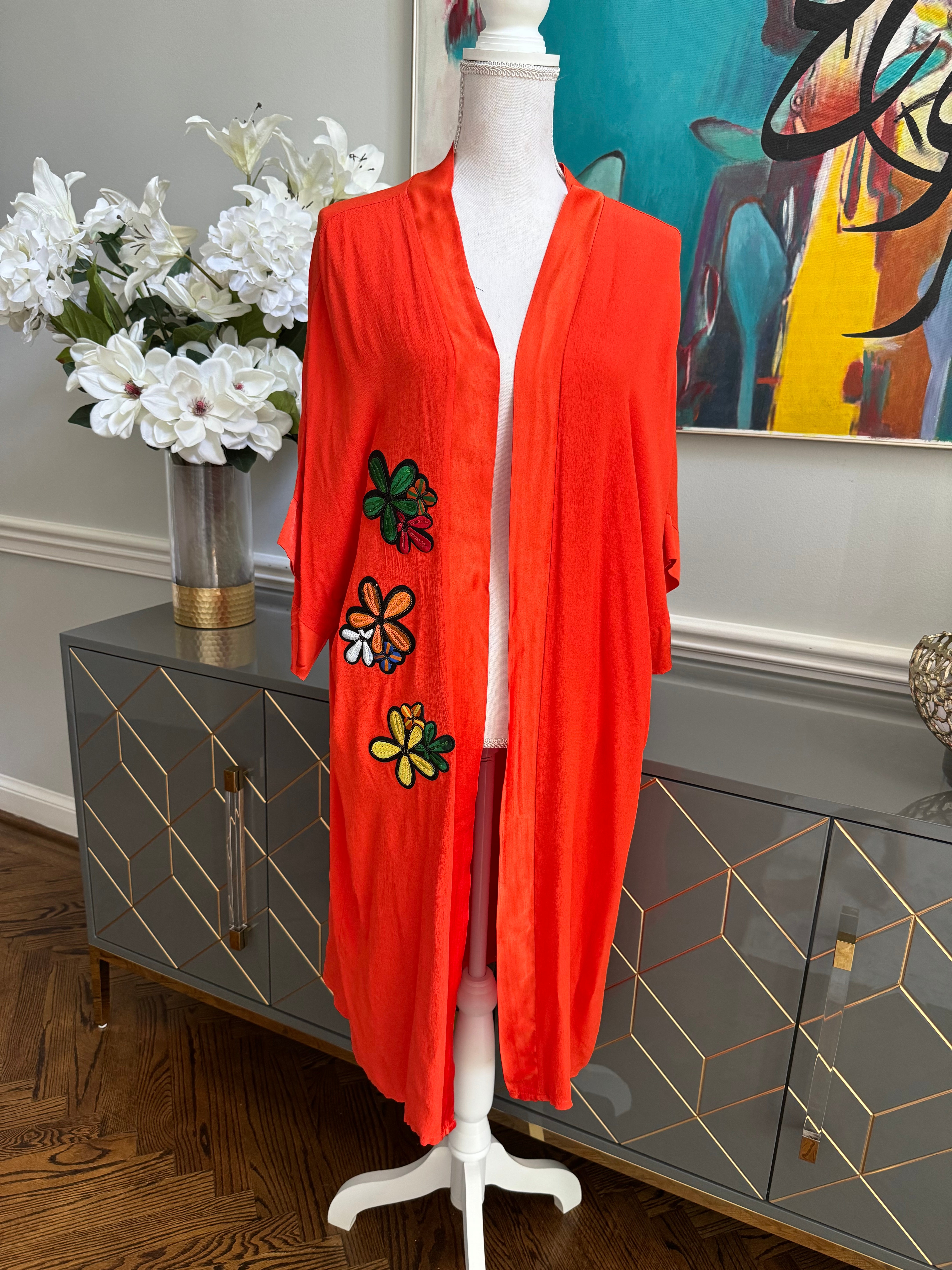 Orange Color open Caftan, kimino