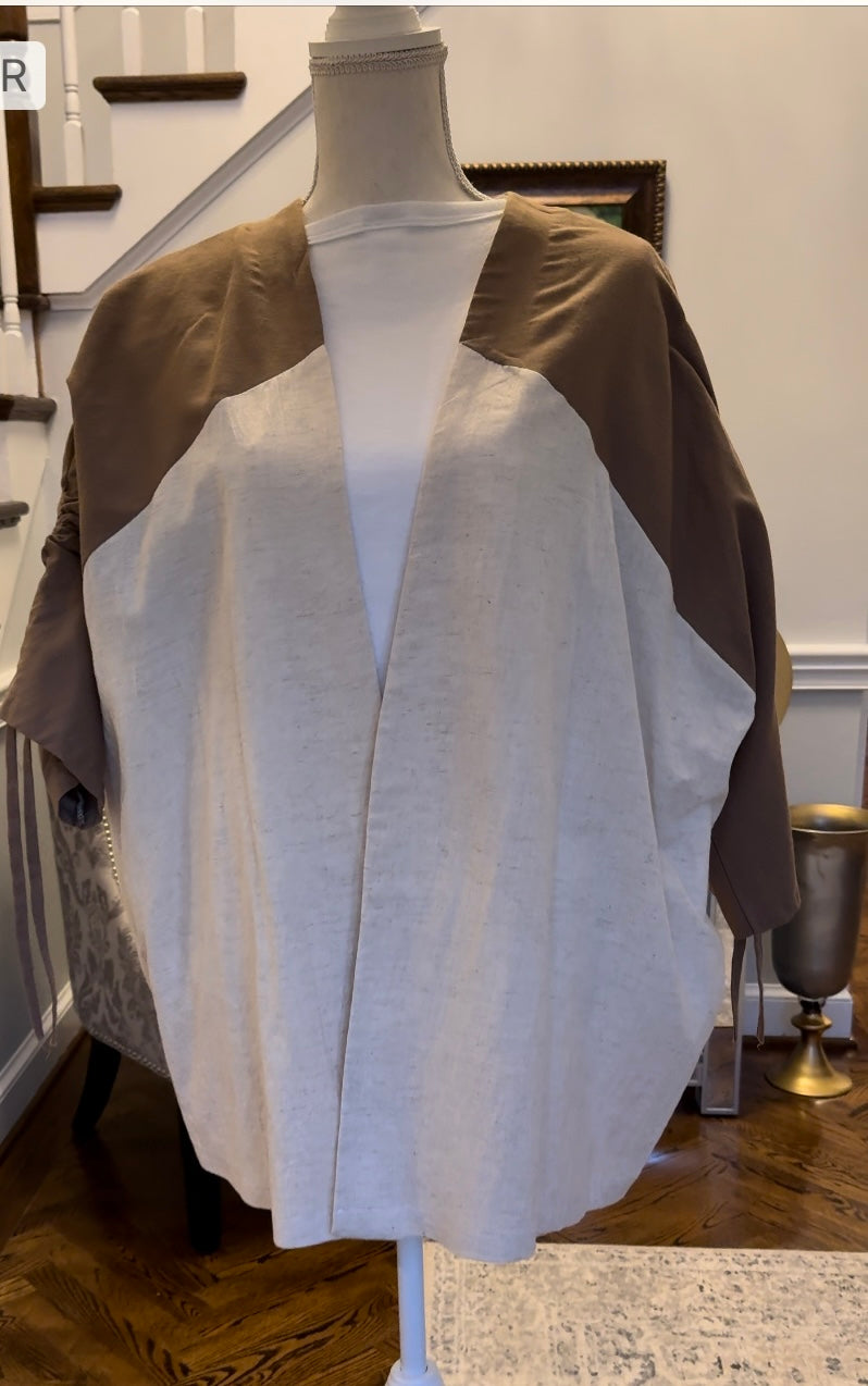 Cotton linen jacket with evil eye design