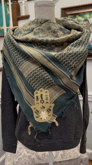 Keffiyeh Camouflage with Arabic and Fatima hand design
