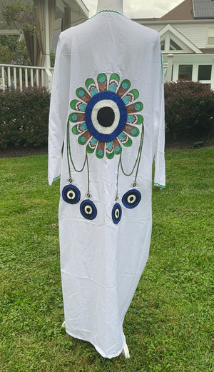 Long Sleeves White Caftan with embroidered design