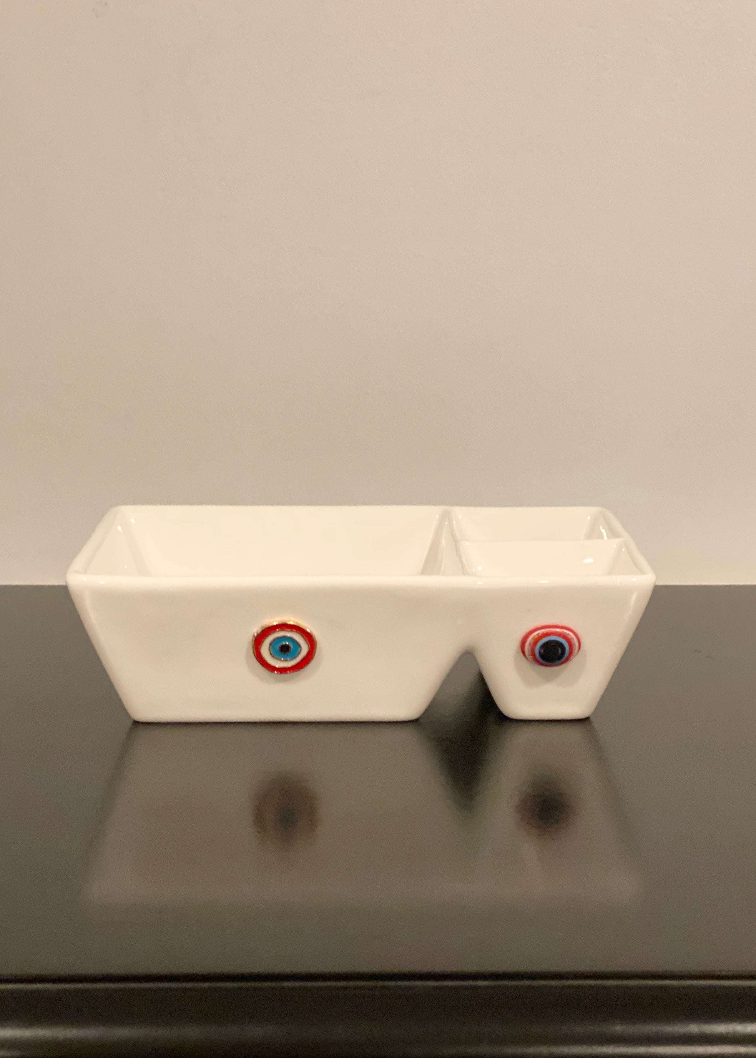 Porcelain Triple Bowl Square dish