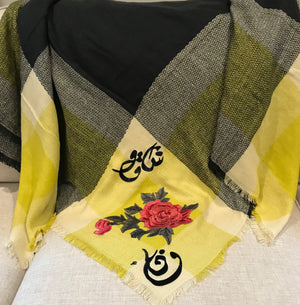 Oversize pashmina plaid check blanket scarf