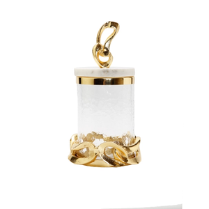 Canisters with marble lid and Gold chain design