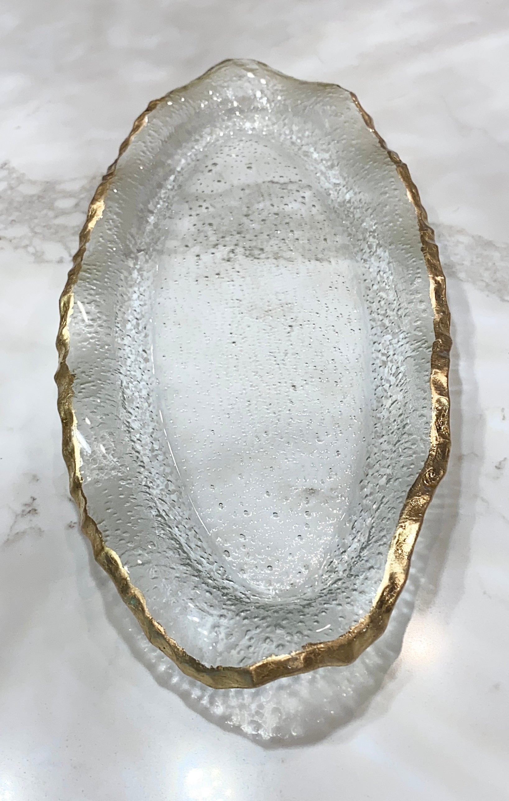 Large Glass Plate with Gold Scalloped Rim