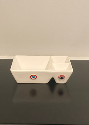Porcelain Triple Bowl Square dish