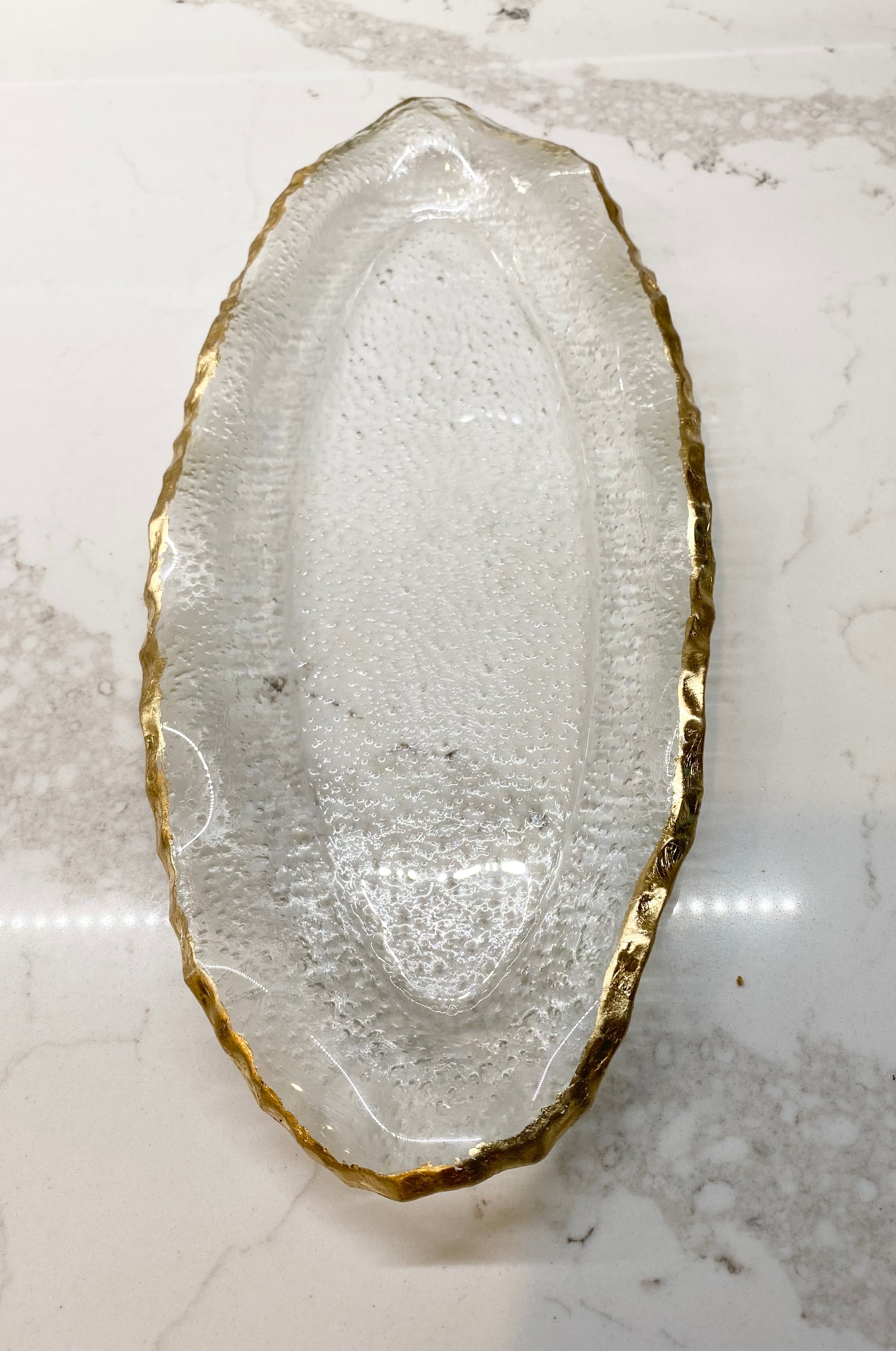 Medium Glass Plate with Gold Scalloped Rim