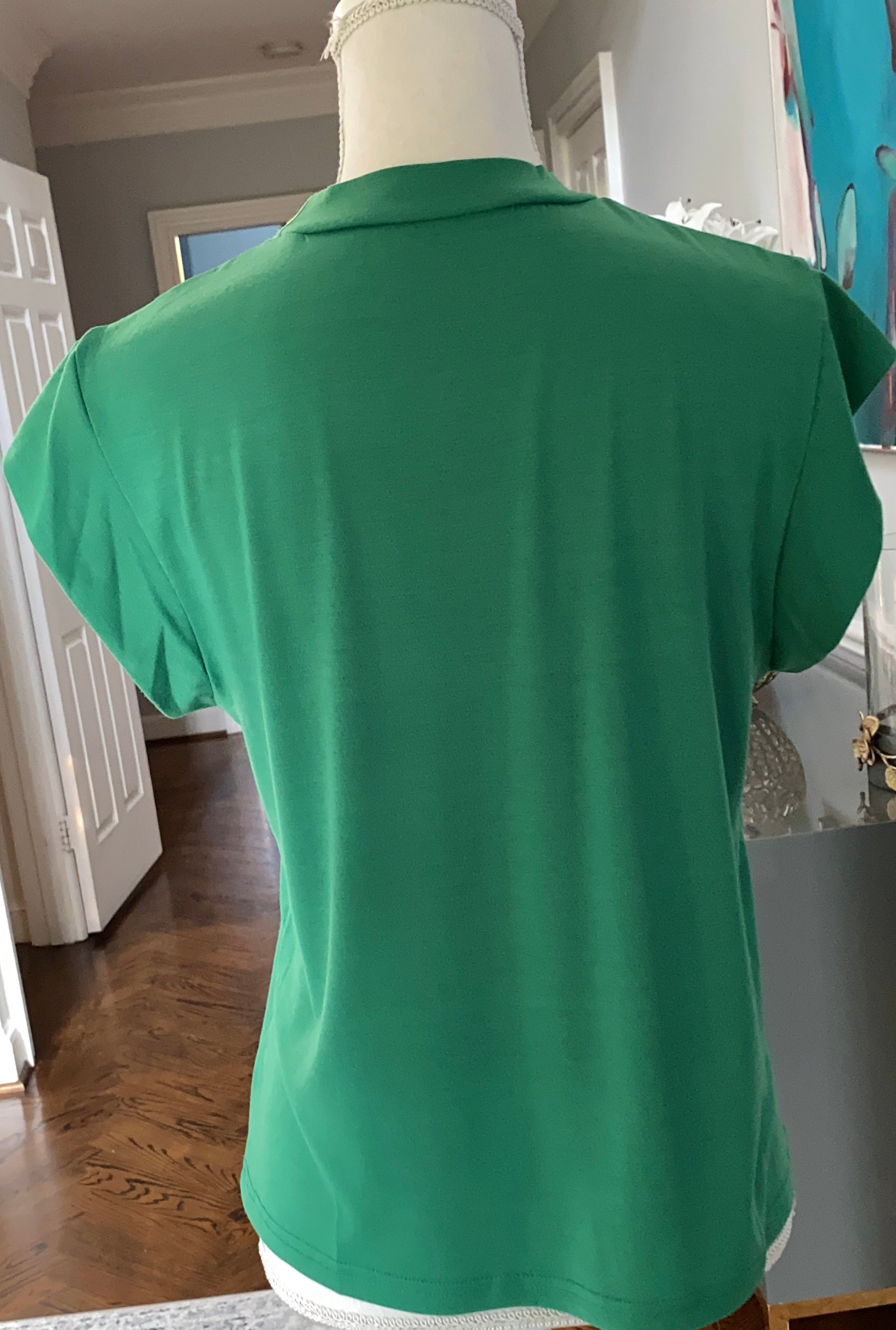 Green Mock neck shirt with Heart Design حب