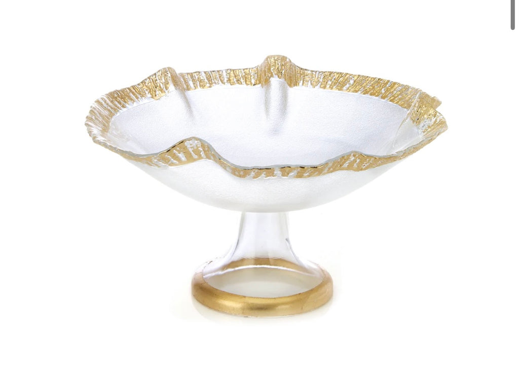 Footed Glass Bowl with Gold trims
