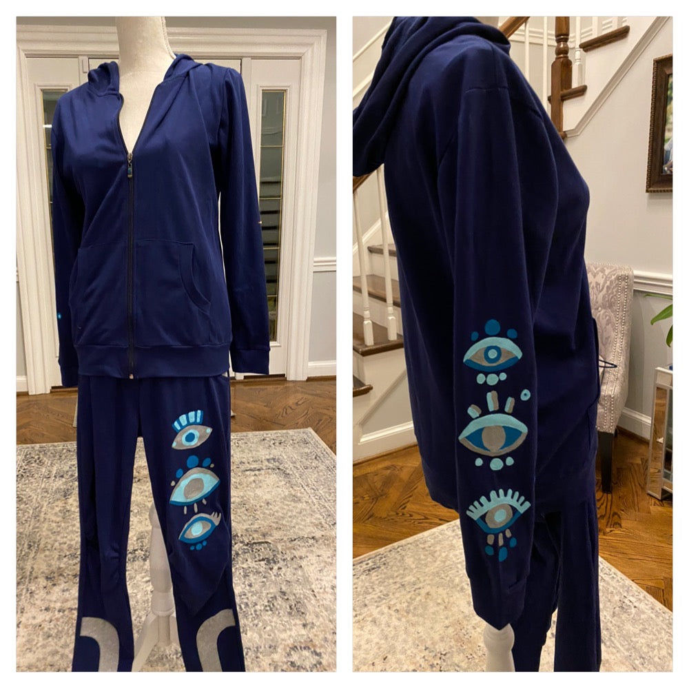 Navy Blue Drawstring Hoodie & Sweatpants