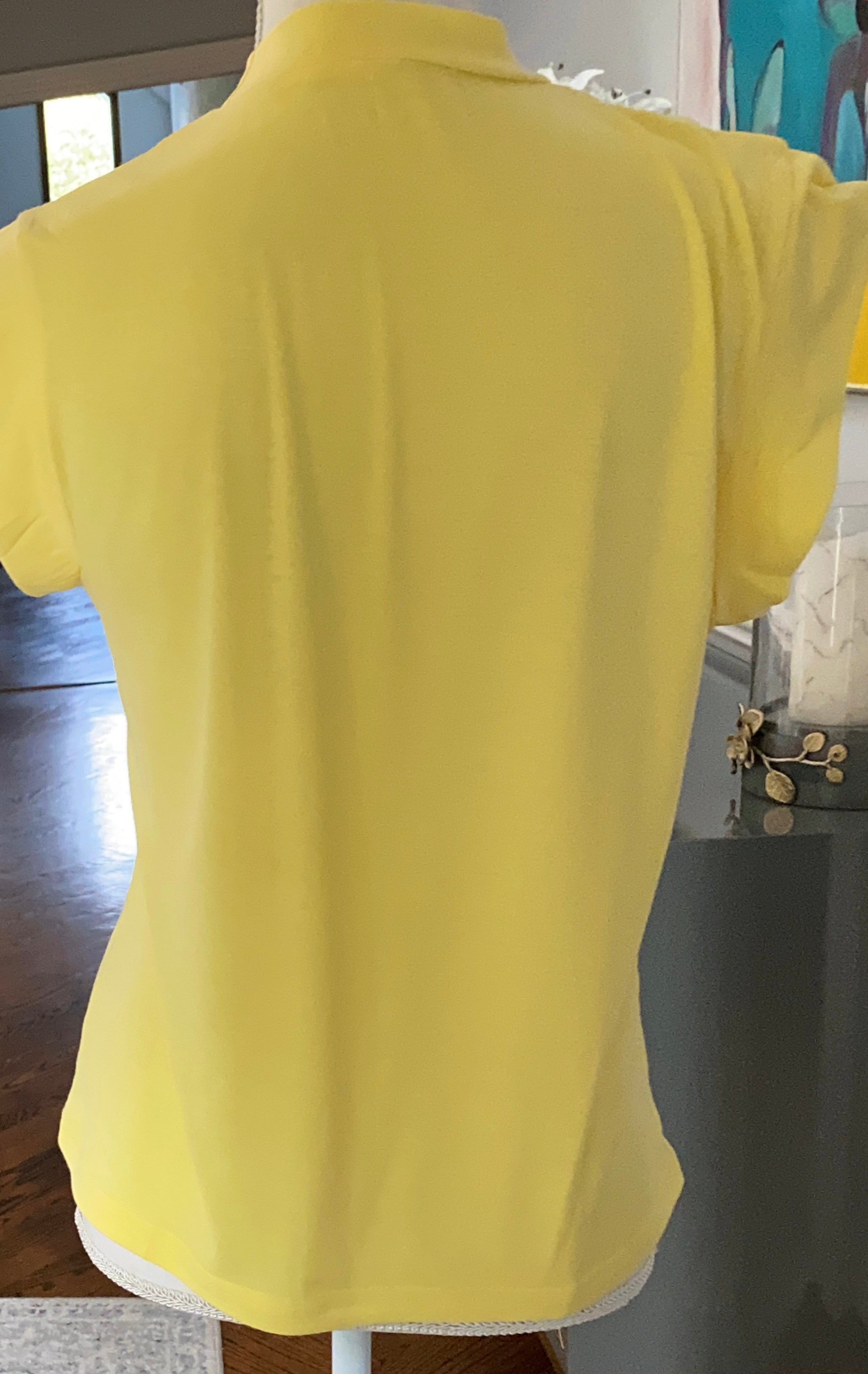 Yellow Mock Neck shirt with Heart Design شوق